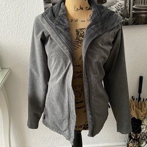 Grey faux fur lined coat